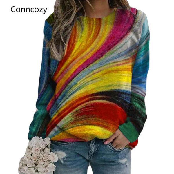 women's t-shirt spring and autumn women clothing s-5xl large size loose casual color printing hedging round neck long sleeve 2021, White